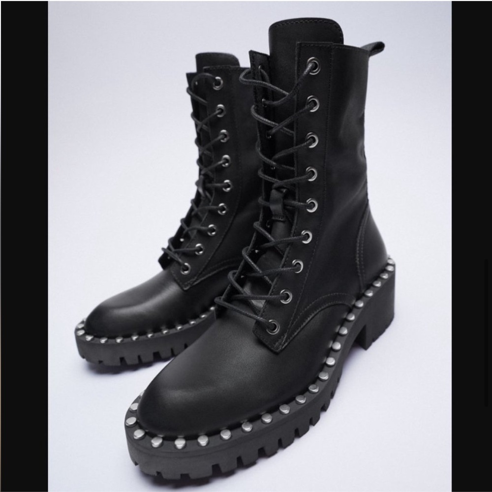 Zara black leather boots